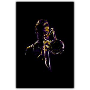 Tablou modern pe panou - abstract jazz trumpet player