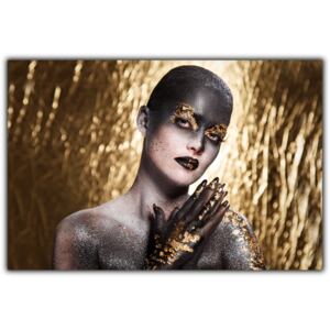 Tablou modern pe panou - gold artistic women makeup
