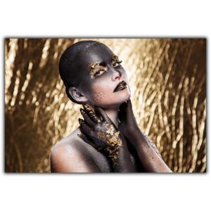 Tablou modern pe panou - gold artistic makeup