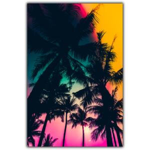 Tablou modern pe panou - palm trees silhouette