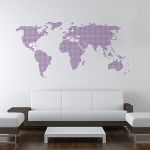 World map from dots - autocolant de perete Mov 200 x 100 cm