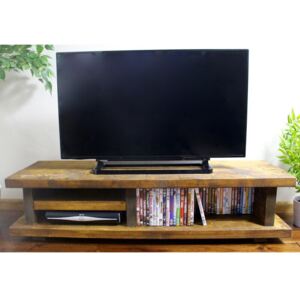 Comodă 50 " TV Denver din lemn masiv de pin, maro, 140cm L x 33cm H x 40cm D