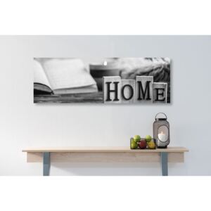 Tablou litere din lemn cu inscripție Home în design alb-negru