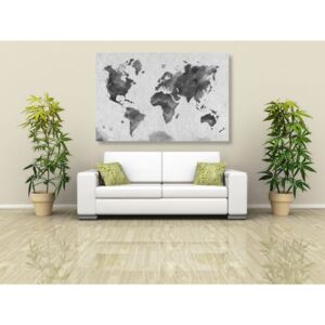 Tablou harta lumii în stil retro în design alb-negru