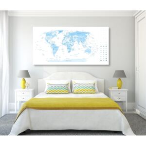 Tablou harta detaliată a lumii în culoare albastră