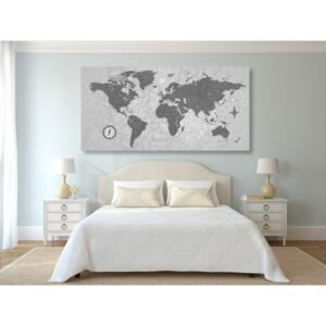 Tablou harta lumii cu busola in stil retro în design alb-negru