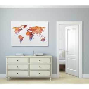 Tablou harta poligonală a lumii în nuanțe de portocaliu