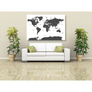 Tablou harta lumii cu state individuale în culoare gri