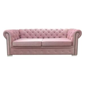 Canapea extensibilă 3 locuri roz - CHESTERFIELD