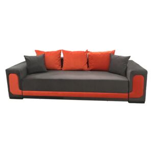 Canapea extensibila 3 locuri gri cu portocaliu - model EVA