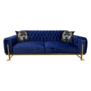 Canapea fixă 3 locuri, albastru indigo - model ROLEX