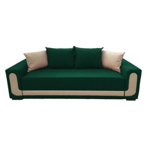 Canapea extensibilă elegantă, verde cu crem, saltea relaxa și ladă depozitare - EVA