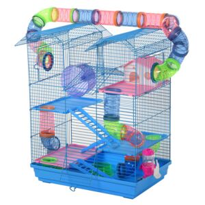 PawHut Cusca pentru hamsteri pentru animale domestice 5 etaje cu componente incluse albastra