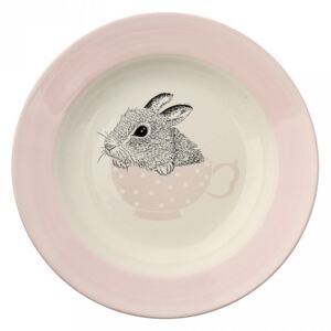Farfurie adanca alb/roz din ceramica 25 cm Nanna Bloomingville