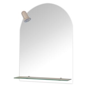 Oglinda de baie cu spot si etajera Gobe YH-8011, clasic, sticla, alb, 70 x 50 cm