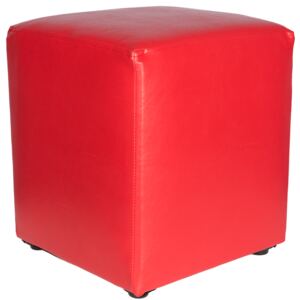 Taburet Cube tapiterie piele ecologica rosu IP 21900 45x38x38 cm