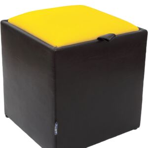Taburet Box galben/ maro Ip, 37 x 37 x 41 cm