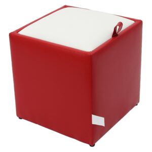 Taburet Box alb/ rosu Ip, 37 x 37 x 41 cm