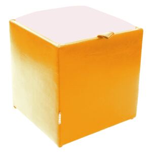 Taburet Box alb/ portocaliu Ip, 37 x 37 x 41 cm