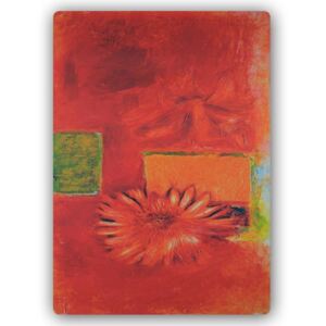 CARO Tablou metalic - Red Flower - Abstraction 30x40 cm
