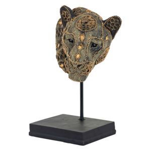 Decoratiune Panther Yaro, Rasina, Negru Auriu, 35x23x17 cm