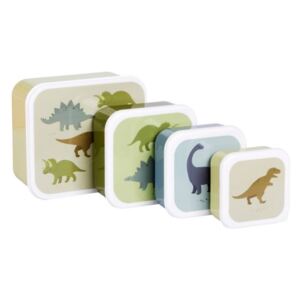 Set 4 cutii pentru pranz multicolore din polietilena Dinosaurs A Little Lovely Company