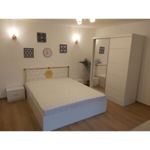 Set Dormitor Minerva Alb cu pat de 160 cm x 200 cm