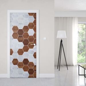 GLIX Tapet netesute pe usă - Modern 3D Wood Hexagonal Design