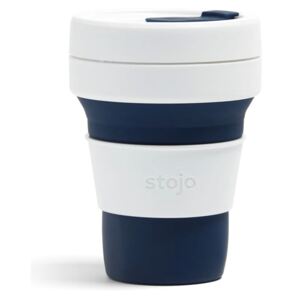 Cană pliabilă Stojo Pocket Cup, 355 ml, albastru închis - alb