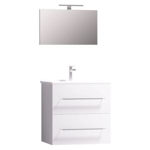 Set mobilier baie Badenmob, baza + lavoar + oglinda, alb