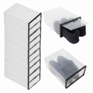 Set organizator cutie pentru depozitare incaltaminte, 12x29x20 cm, transparent, 10buc