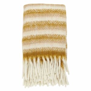 Pled galben/alb din fibre acrilice si lana 130x170 cm Mohair Look Nordal
