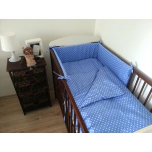 Set lenjerie de pat pentru copii – Albastru cu buline Polka dots 120x90 cm lenjerie