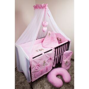 Set de lenjerie de pat pentru pătuțuri 135 x 100 cm cu motivul unui iepuraș roz Rabbit buzunar ascuns