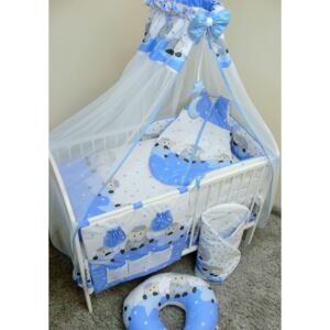 Set de lenjerie de pat pentru pătuțuri 120 x 90 cm-cu tema unui miel-albastre Lamb baldachin
