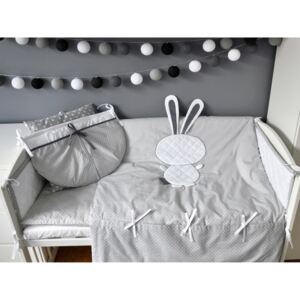 Lenjerie de pat din 2 piese pentru copii – model iepuraș gri Bunny Organizator