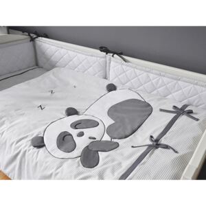 Așternut de pat din 2 piese pentru copii – Panda gri lenjerie 120x90 cm