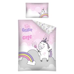 Lenjerie de pat pentru copii cu tematica unui unicorn lenjeria 135x100 + 60x40 cm