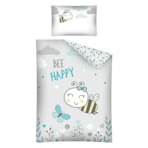 Lenjerie de pat pentru copii cu tematica unei albinuțe lenjeria 135x100 + 60x40 cm Bee