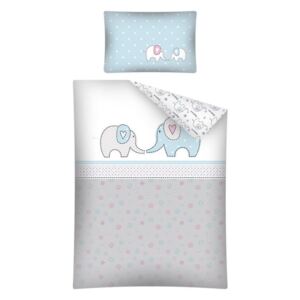 Lenjerie de pat pentru copii cu tematica unui elefant vesel lenjeria 135x100 + 60x40 cm Funny elephants