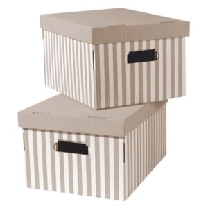 Set 2 cutii pentru depozitare Compactor Stripes, bej