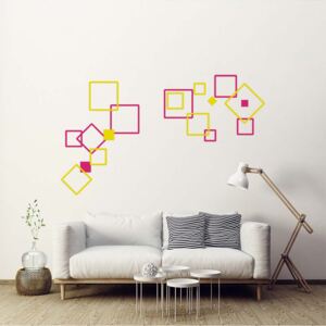 GLIX Decorative squares III.- autocolant de perete Roz și galben 2 x 60 x 30 cm