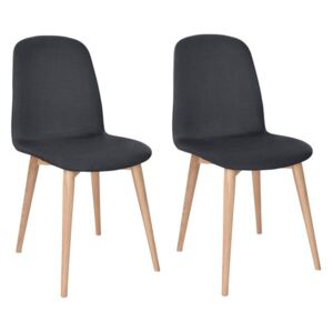 Set 2 scaune cu picioare din lemn masiv de stejar WOOD AND VISION Basic, negru