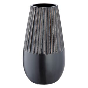 Vaza Strips, ceramica, negru, 14x25x14 cm