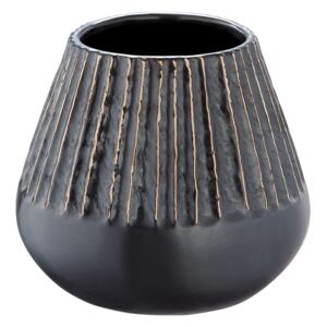 Vaza Strips, ceramica, negru, 15x13x15 cm