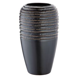 Vaza Strips, ceramica, negru, 14x25x14 cm