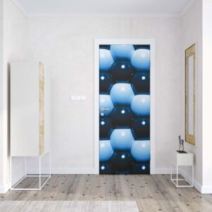 GLIX Tapet netesute pe usă - 3D Blue And Black Ball Pattern