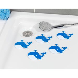 Set 6 plasturi antiderapanți pentru cadă Wenko Whale, albastru