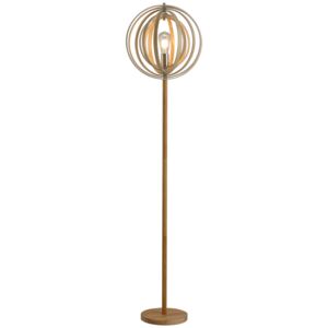Homcom Lampa de Podea Design cu Abajur cu Inele Reglabile din Lemn Becuri E27 Ф38 x 160 cm