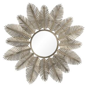 Oglinda de perete cu rama din metal auriu Ø 84 cm x 3 cm